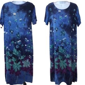 LA CERA MAXI DRESS • Blue Floral • Side Buttons • sz S